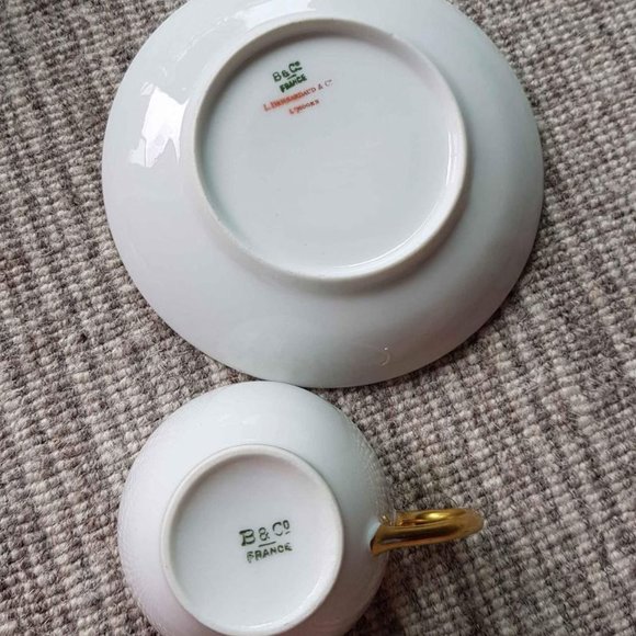 Porcelain Bernardaud Limoges France demitasse cup and saucer set - Picture 2 of 3